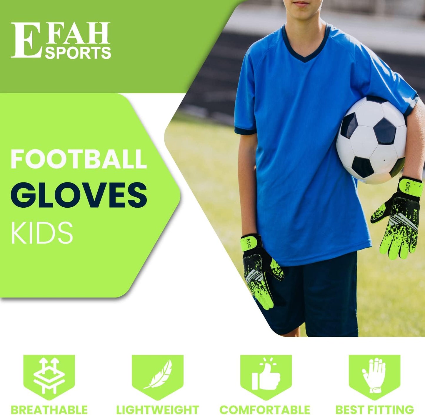 Football Goalkeeper Gloves for Boys Kids Children Youth Soccer Goalie Glove with Super Grip Palms