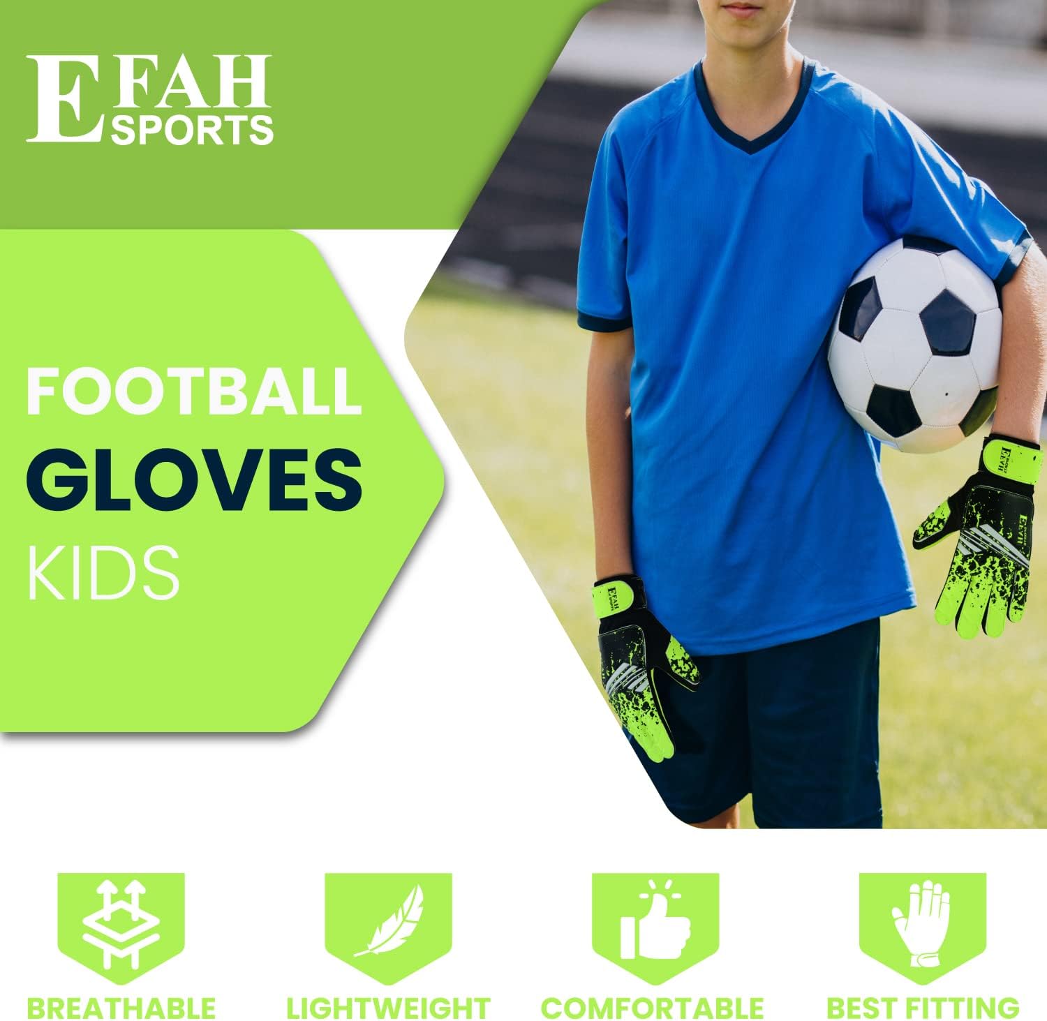 Football Goalkeeper Gloves for Boys Kids Children Youth Soccer Goalie Glove with Super Grip Palms