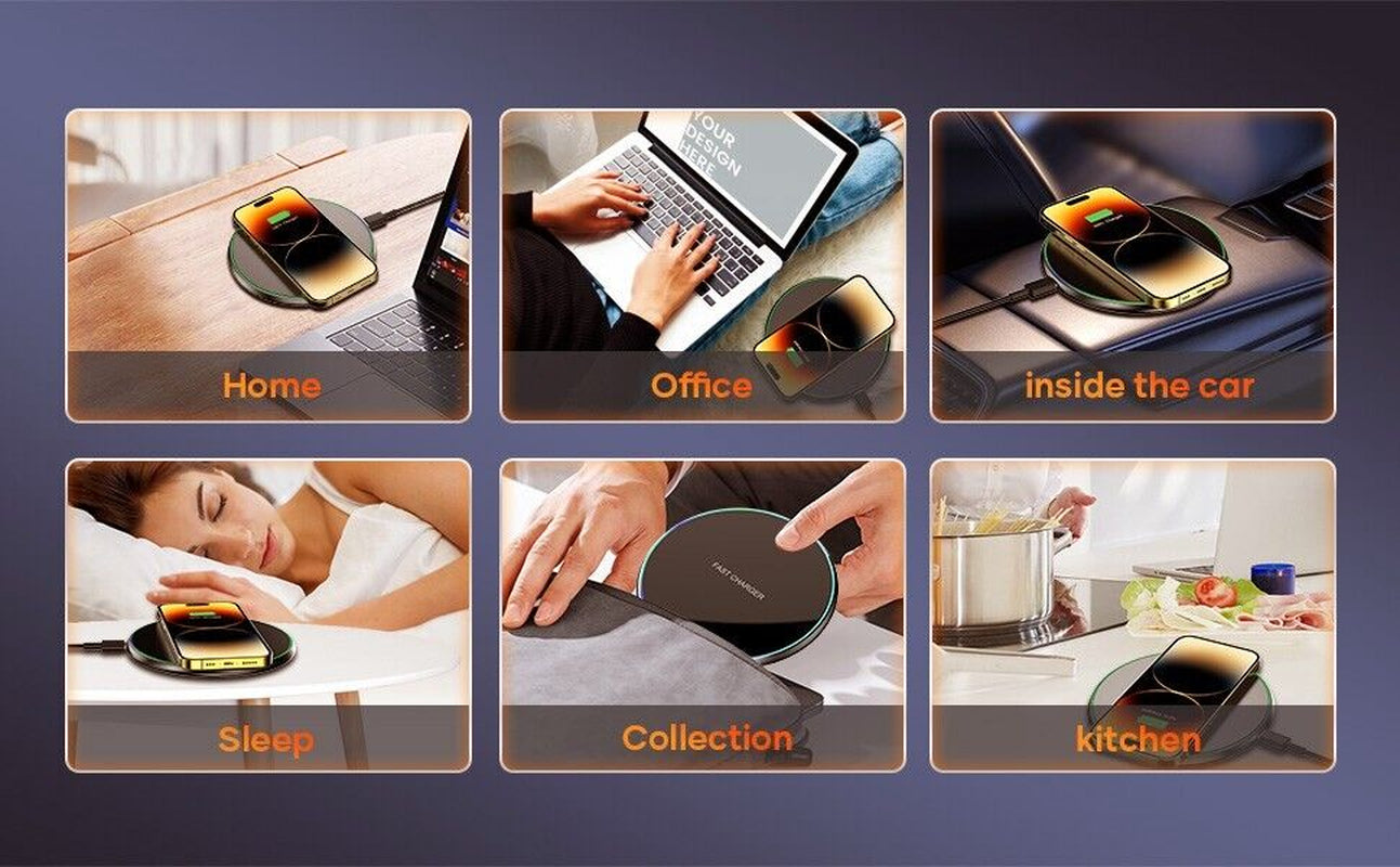 Fast Wireless Charger Charging Pad for Apple Iphone 15 & Samsung